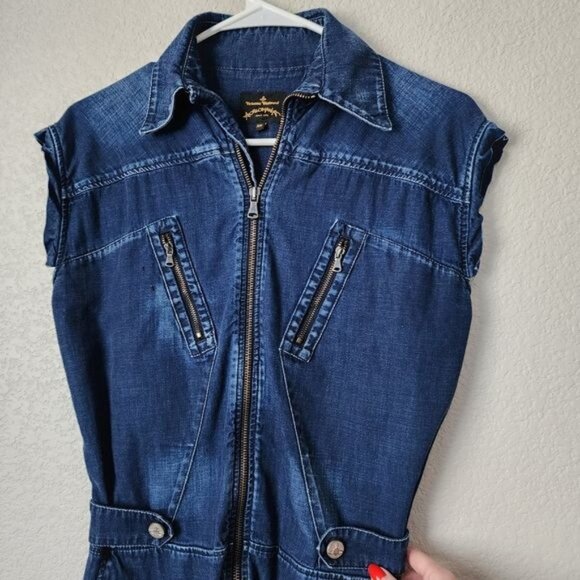 VIVIENNE WESTWOOD Anglomania x VINTAGE Climate Revolution Denim Jumpsuit xs - Picture 4 of 15
